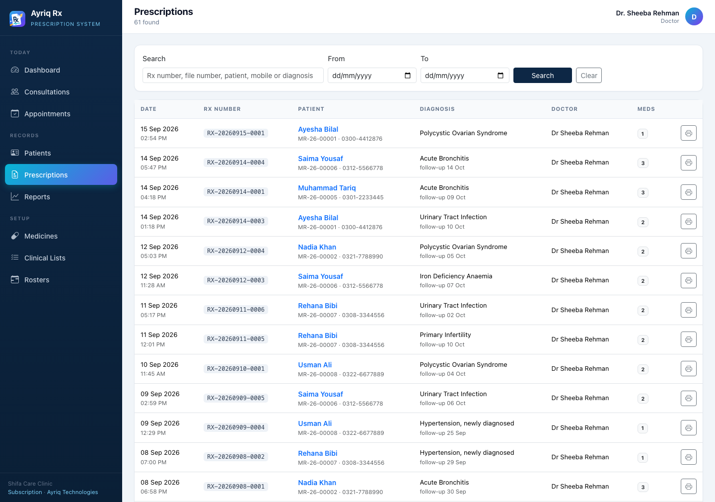 Ayriq Rx — Every prescription ever written, searchable by patient, date or diagnosis